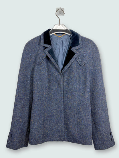 Blue Gray Wool Tweed Blazer w/ Velvet Collar Made in Italy | Sz IT42