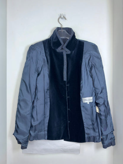 Blue Gray Wool Tweed Blazer w/ Velvet Collar Made in Italy | Sz IT42