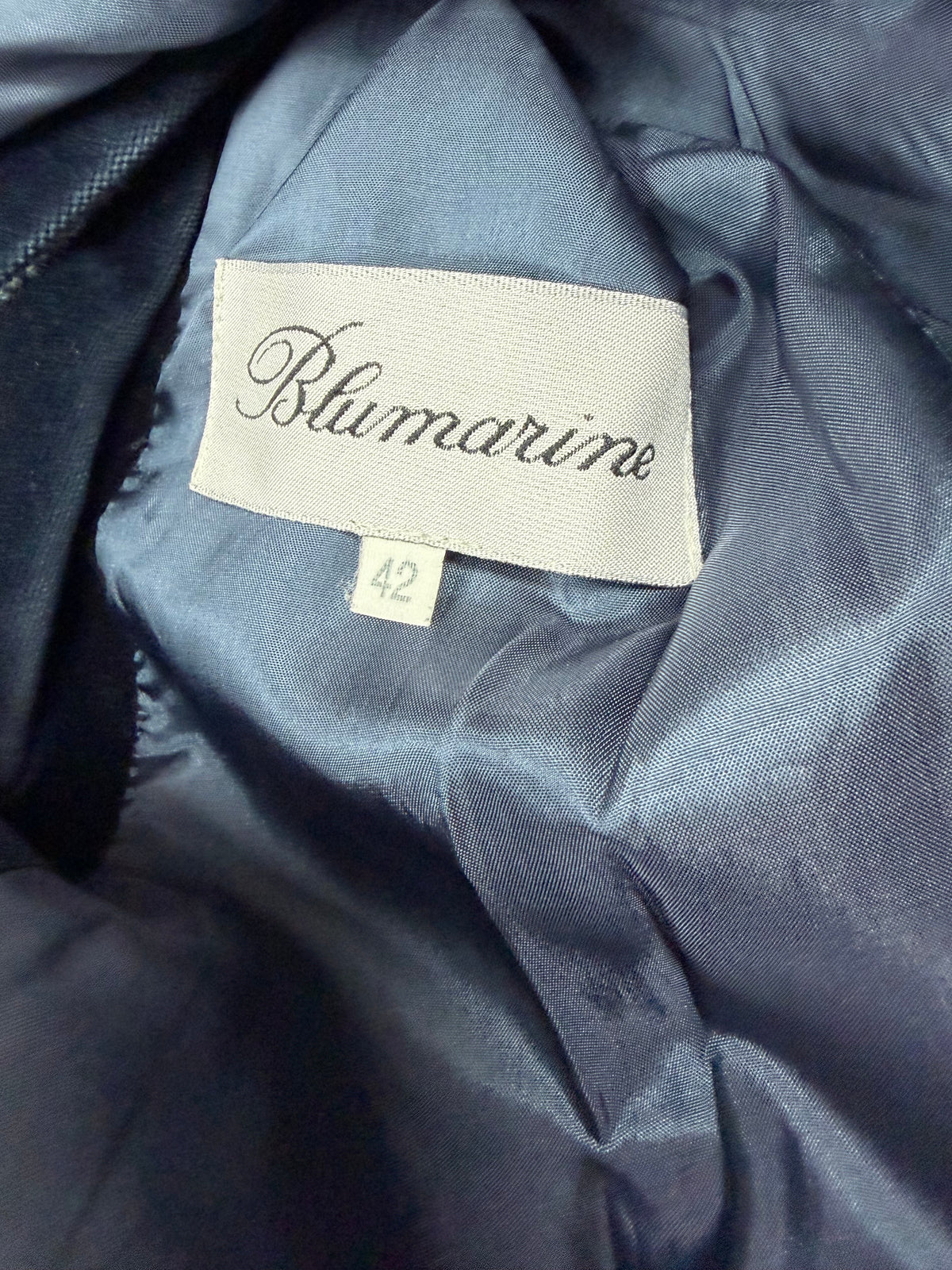 Blue Gray Wool Tweed Blazer w/ Velvet Collar Made in Italy | Sz IT42