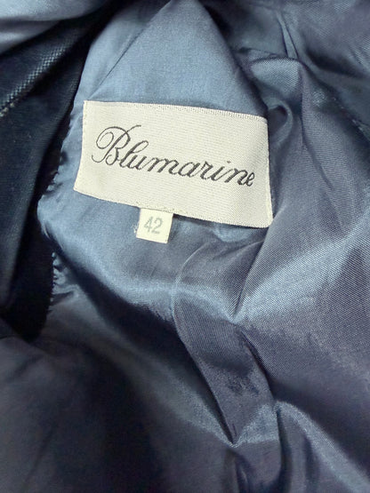 Blue Gray Wool Tweed Blazer w/ Velvet Collar Made in Italy | Sz IT42