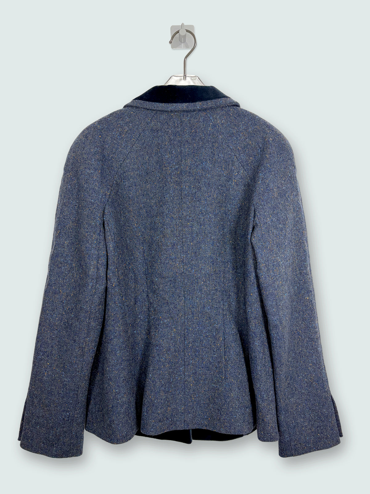 Blue Gray Wool Tweed Blazer w/ Velvet Collar Made in Italy | Sz IT42