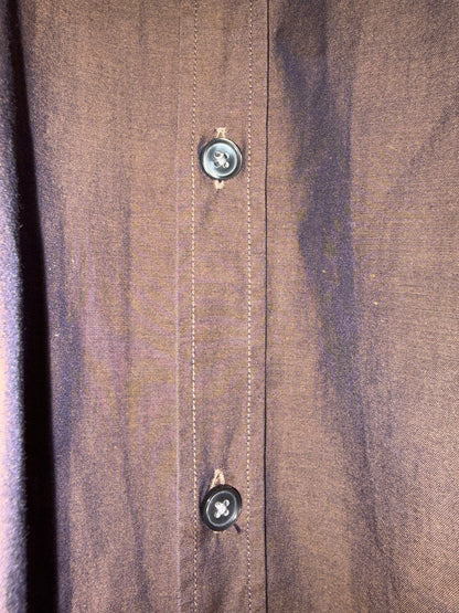 Slim Fit Dress Shirt Chambray Brown Italian Fabric | Sz 37/38 Small
