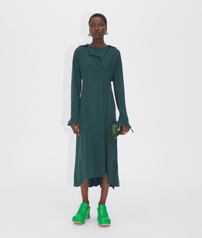 100% Silk Green Long Sleeves Dress | Sz IT 40 ~ Small