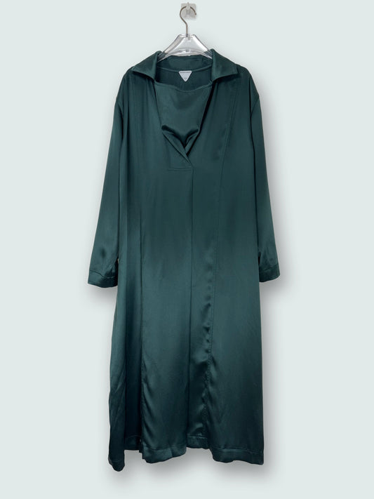 100% Silk Green Long Sleeves Dress | Sz IT 40 ~ Small