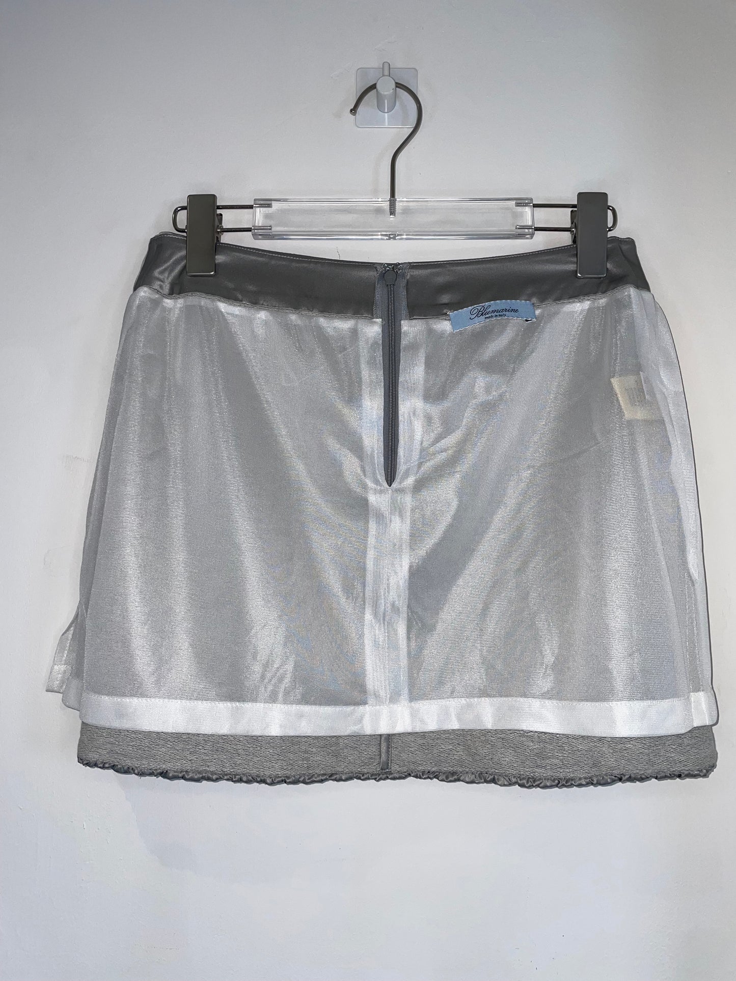 Y2K Grey Bedazzled Jersey Silk Trim Mini Skirt | Size IT40 UK8 Small