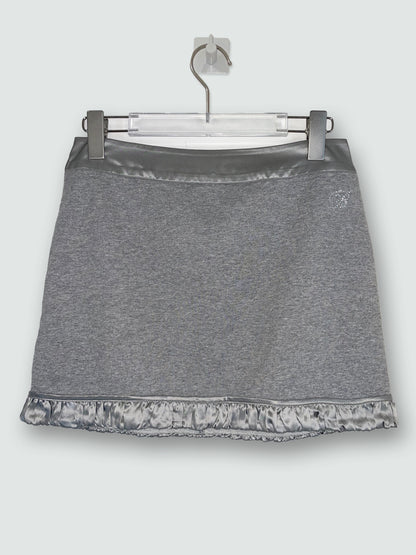 Y2K Grey Bedazzled Jersey Silk Trim Mini Skirt | Size IT40 UK8 Small