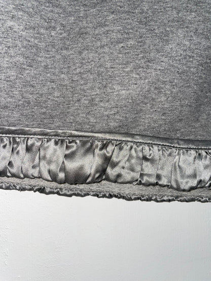 Y2K Grey Bedazzled Jersey Silk Trim Mini Skirt | Size IT40 UK8 Small