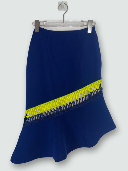 Pre fall 2016 Blue/Yellow Cut Out Lace Skirt | Size XSmall