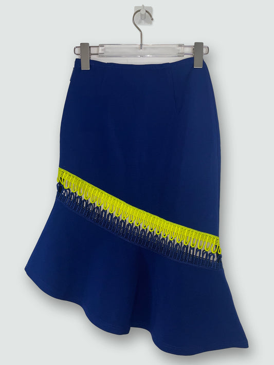 Pre fall 2016 Blue/Yellow Cut Out Lace Skirt | Size XSmall