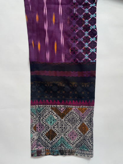 Straight Purple Print Cotton Trousers | Size IT40 UK8 Small