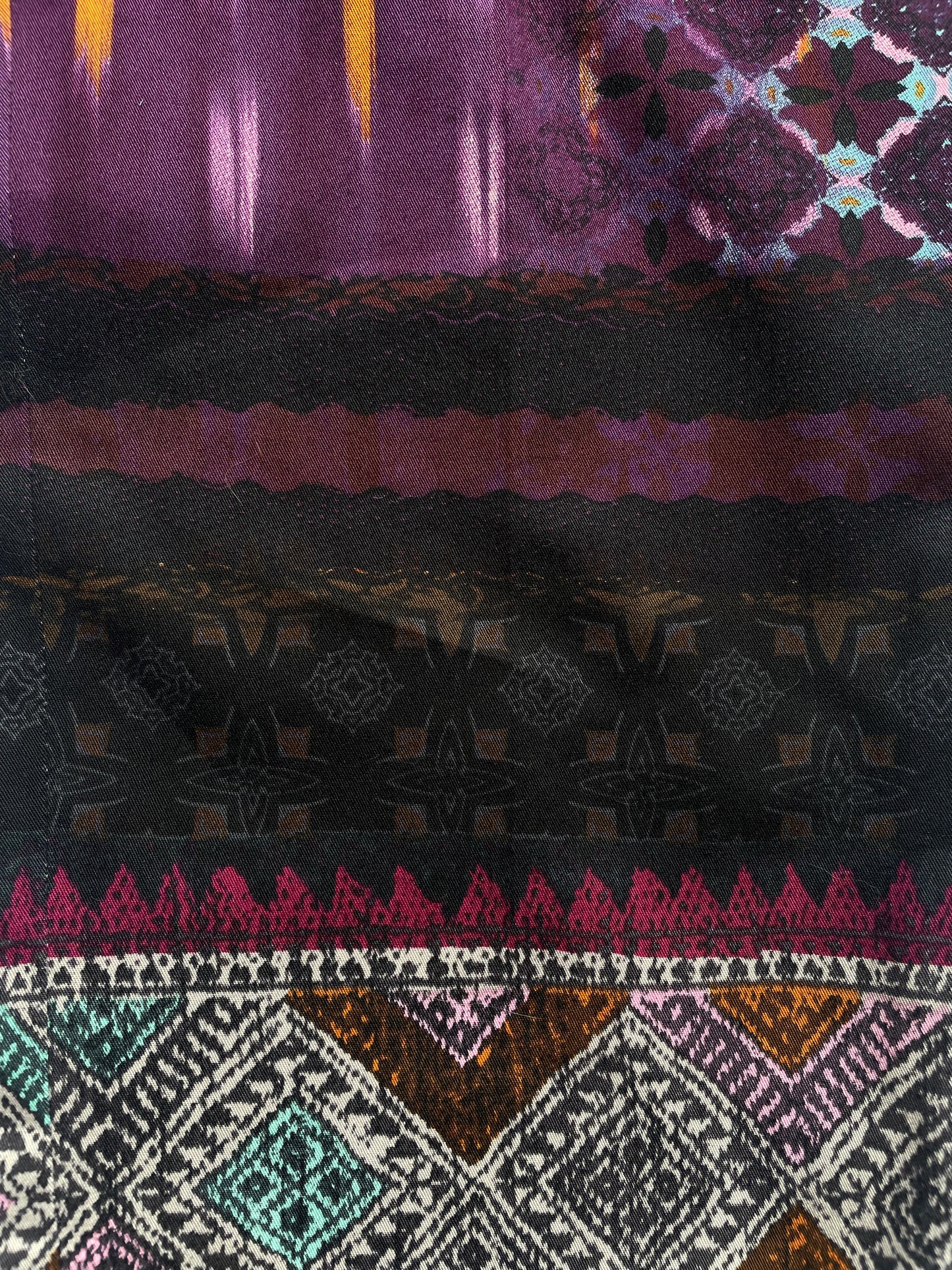 Straight Purple Print Cotton Trousers | Size IT40 UK8 Small