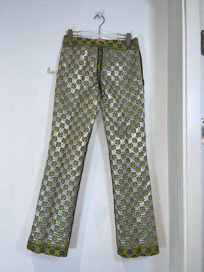 Gold Clover Floral Jacquard Trousers | IT 38 XXS