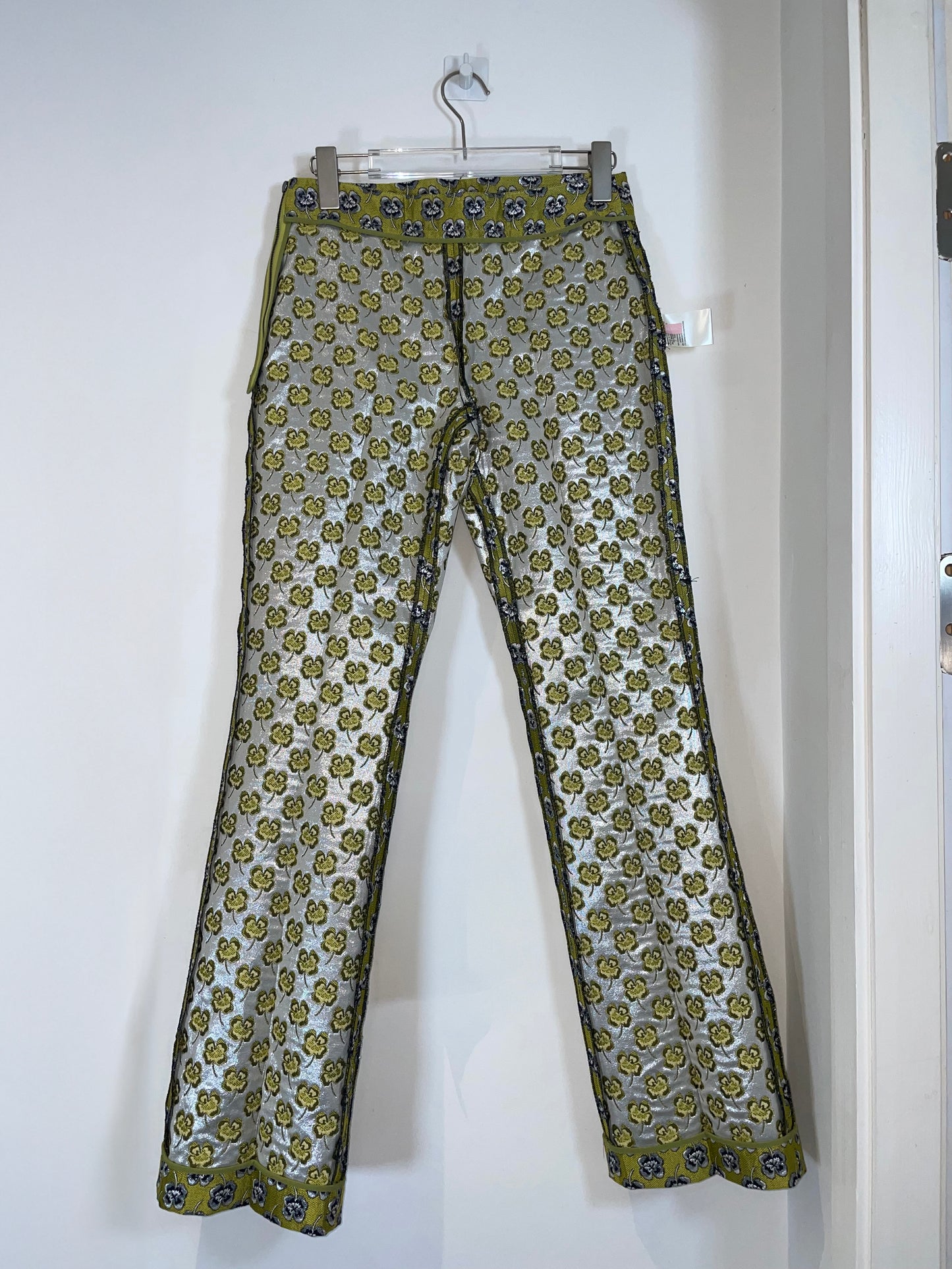 Gold Clover Floral Jacquard Trousers | IT 38 XXS