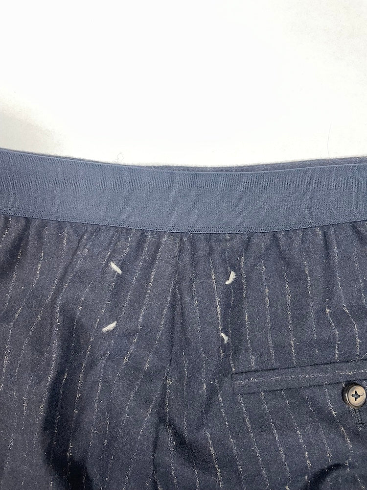 Navy Pinstripe Wool Elastic Waist Trousers | IT36 XXSmall