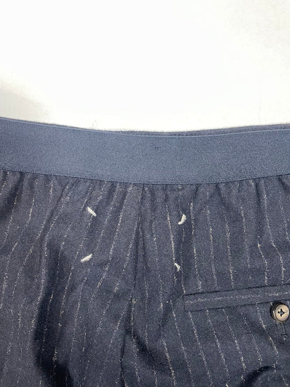 Navy Pinstripe Wool Elastic Waist Trousers | IT36 XXSmall