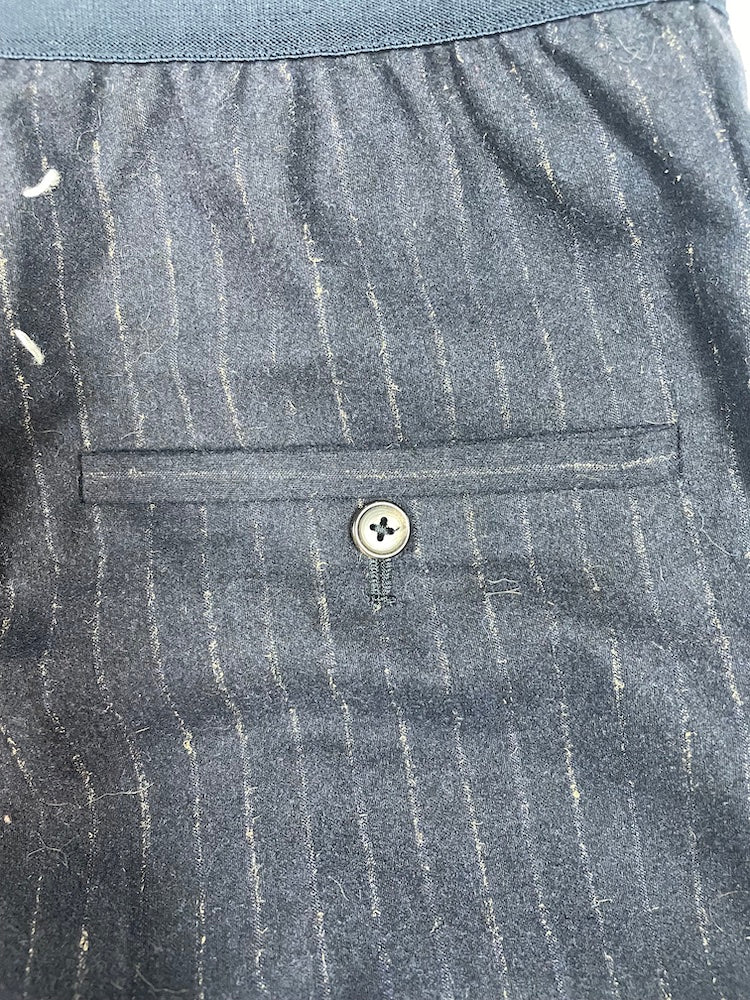 Navy Pinstripe Wool Elastic Waist Trousers | IT36 XXSmall