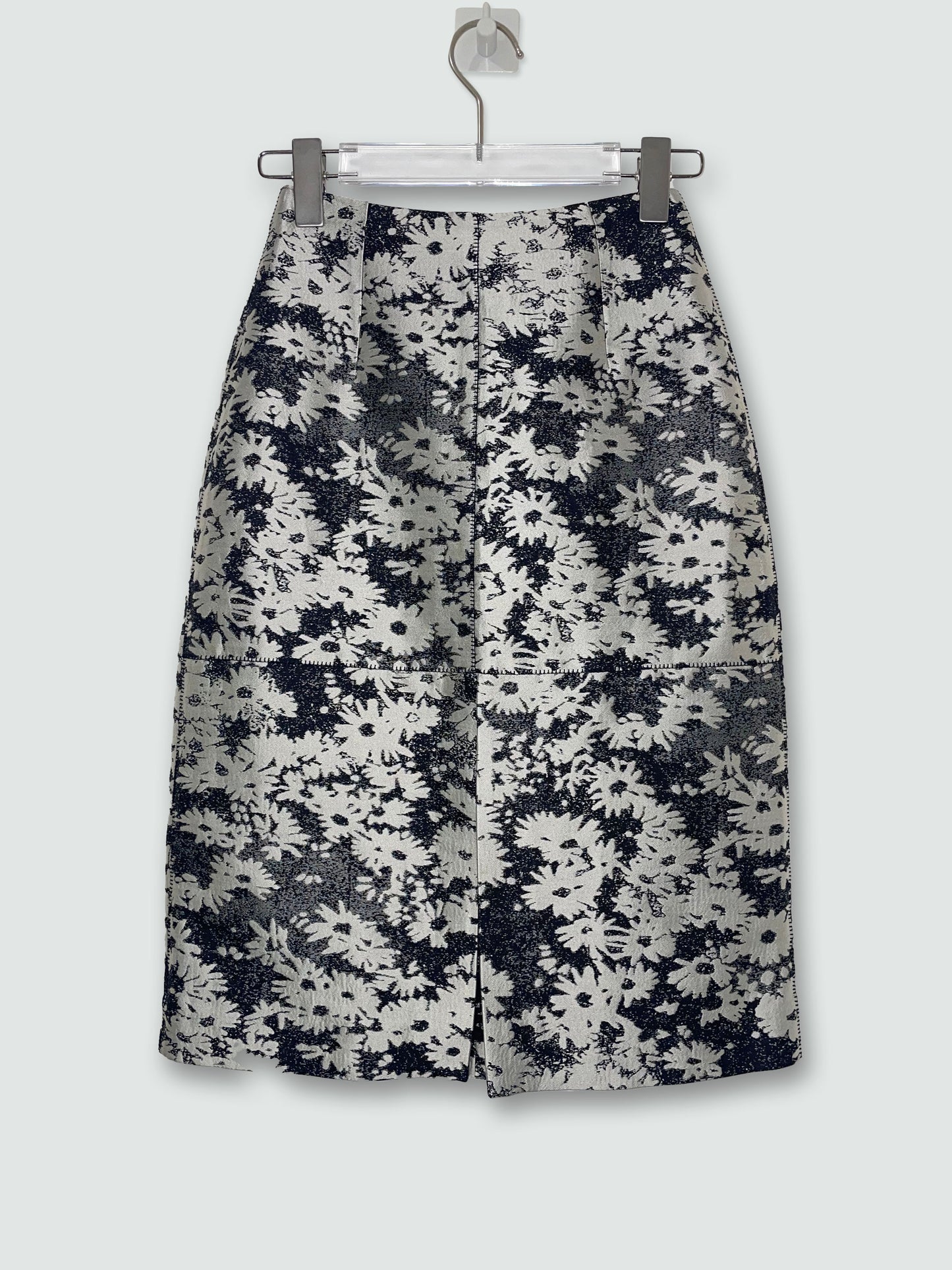*RUNWAY* S/S2014 Silver Jacquard Floral Skirt | IT34 UK4 XXSmall
