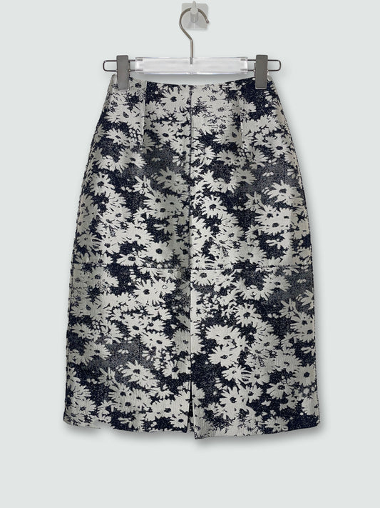 *RUNWAY* S/S2014 Silver Jacquard Floral Skirt | IT34 UK4 XXSmall