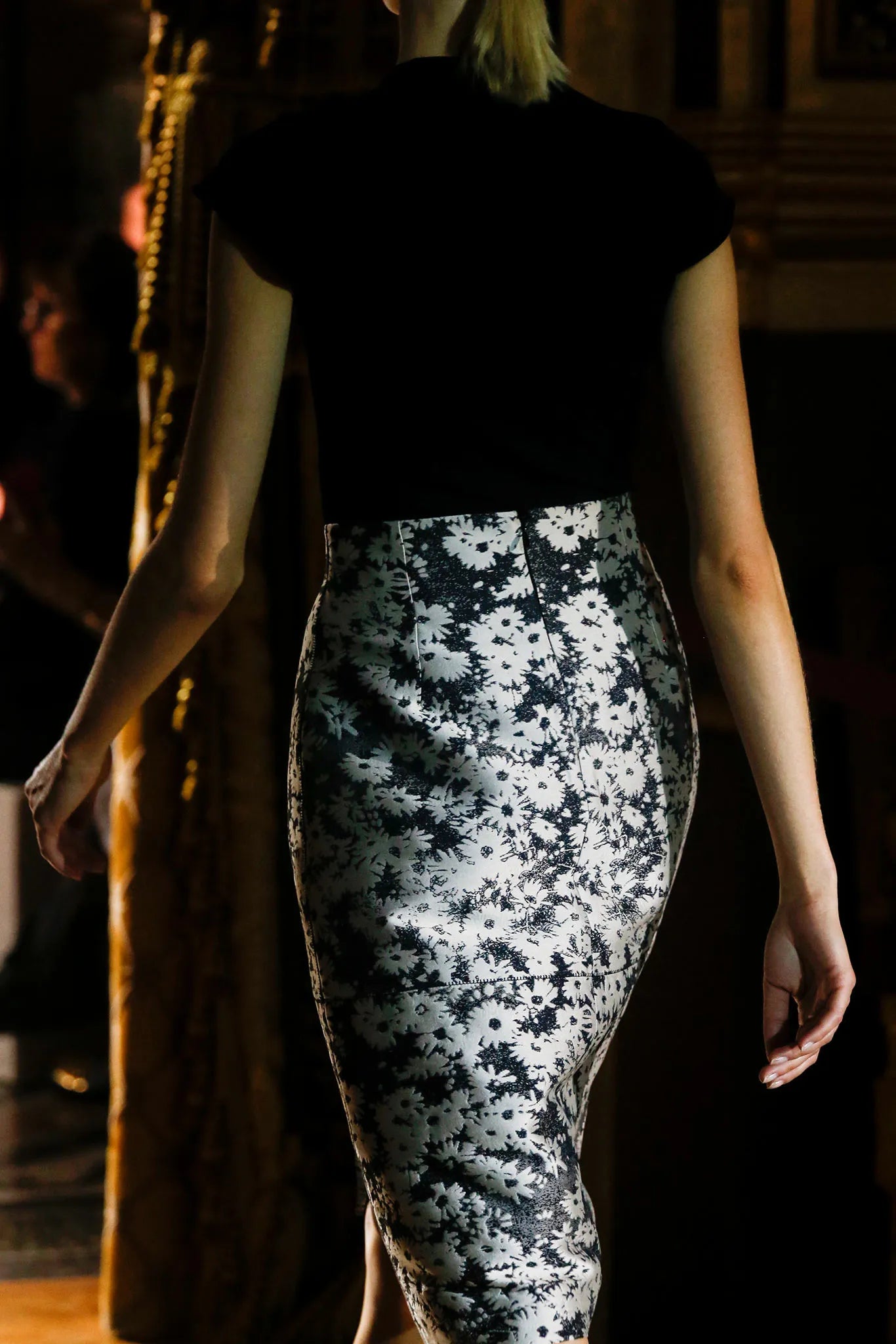 *RUNWAY* S/S2014 Silver Jacquard Floral Skirt | IT34 UK4 XXSmall