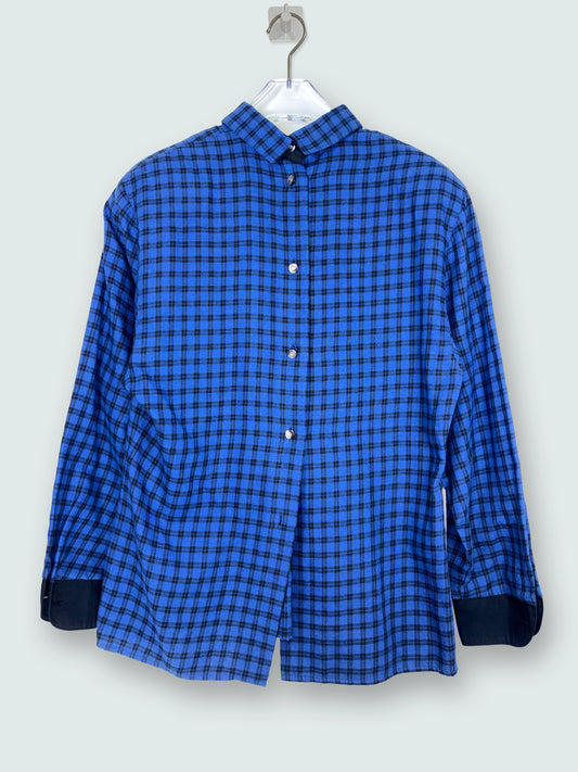 80s Vintage Western Blue Check Strong Shoulder | Sz IT 42 ~ M-L