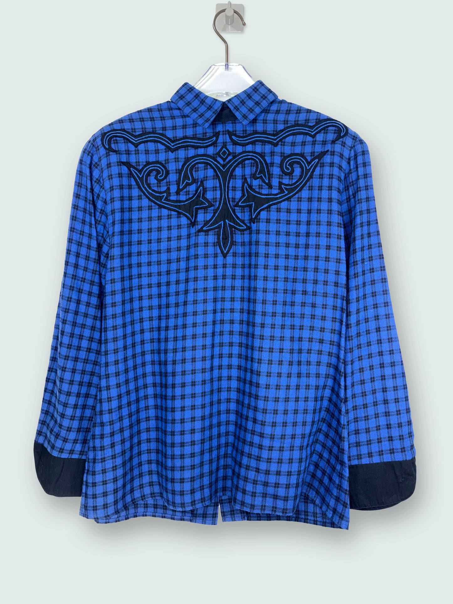 80s Vintage Western Blue Check Strong Shoulder | Sz IT 42 ~ M-L