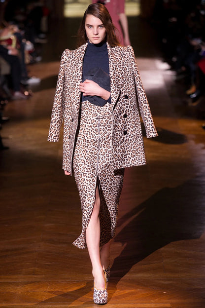 FW 2014 High Waisted Wool Leopard Mini Skirt | Sz FR34 ~ XSmall