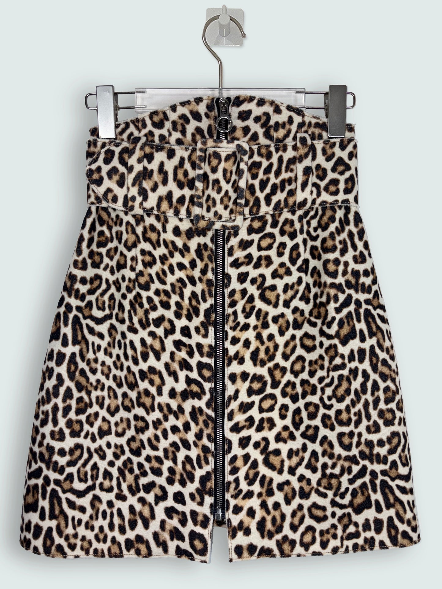 FW 2014 High Waisted Wool Leopard Mini Skirt | Sz FR34 ~ XSmall