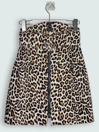 FW 2014 High Waisted Wool Leopard Mini Skirt | Sz FR34 ~ XSmall