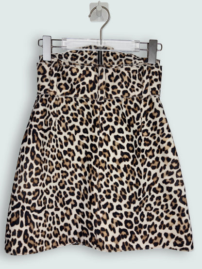 FW 2014 High Waisted Wool Leopard Mini Skirt | Sz FR34 ~ XSmall