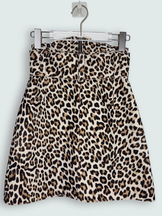 FW 2014 High Waisted Wool Leopard Mini Skirt | Sz FR34 ~ XSmall