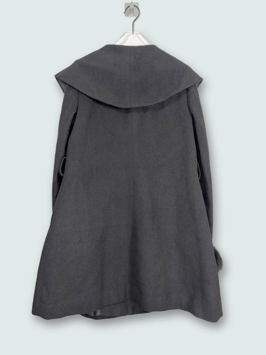Fox Fur Sleeves Trim Black Coat | Sz M ~ XSmall