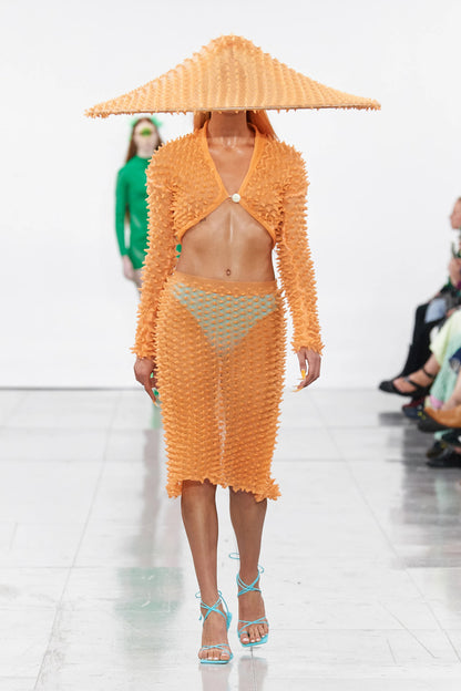 *Runway* SS 2013 Orange Spiky Spikes Bolero Cardigan | Size 1 ~ XS-M