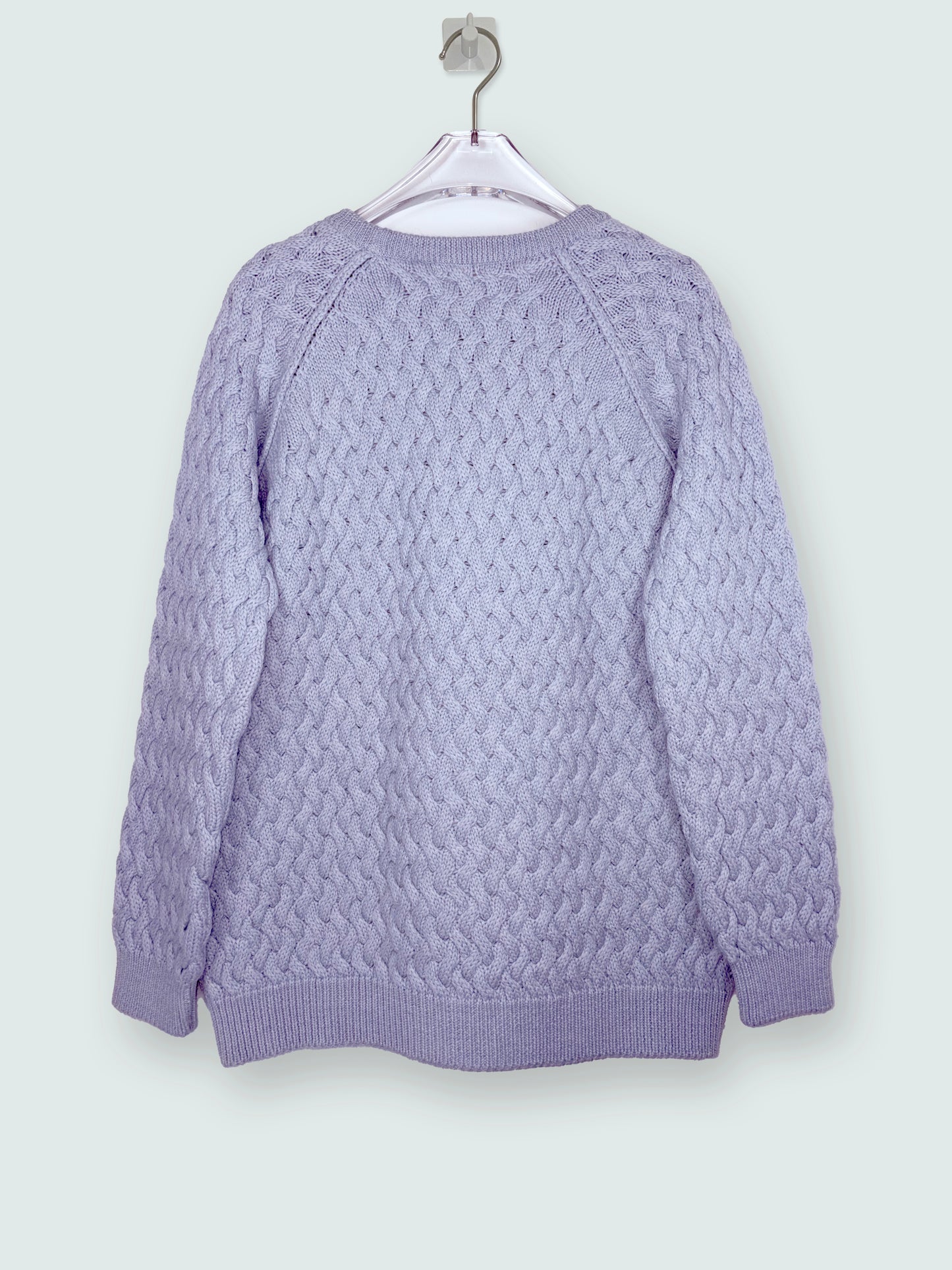 3D Knit 100% Merino Wool Blue Crew Neck Sweater | Sz Small