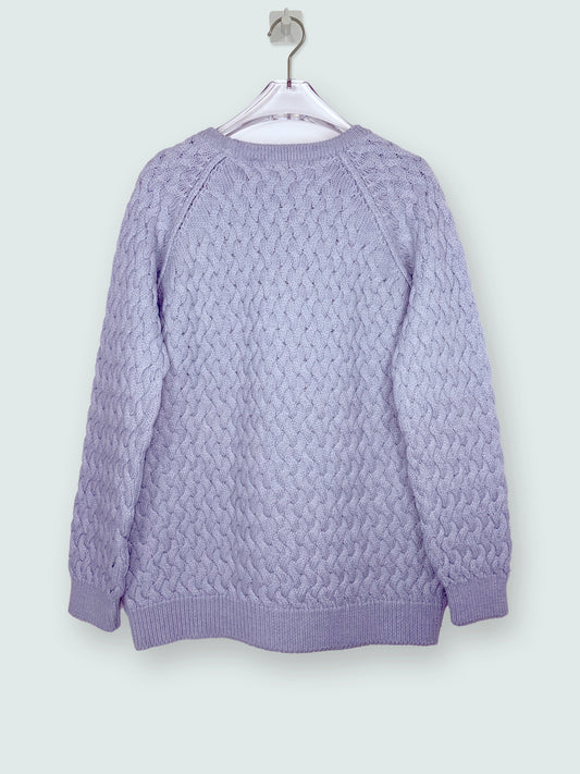 3D Knit 100% Merino Wool Blue Crew Neck Sweater | Sz Small