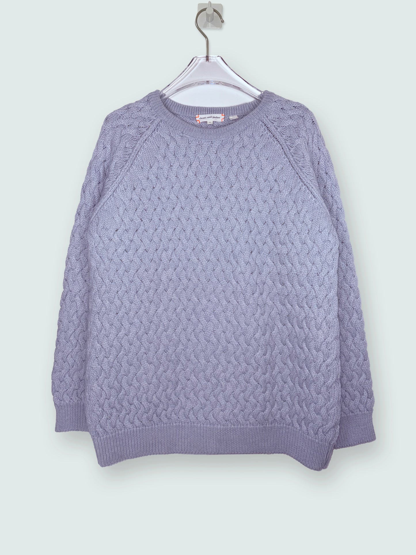 3D Knit 100% Merino Wool Blue Crew Neck Sweater | Sz Small