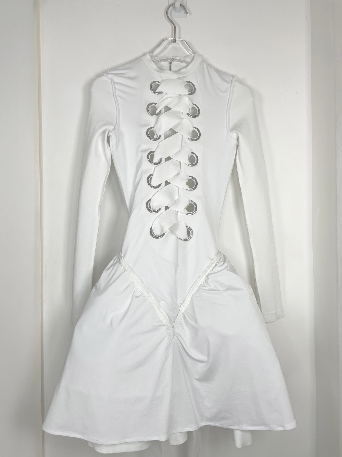 White Lace Up Pannier Skirt Dress | Sz UK6 ~ XSmall