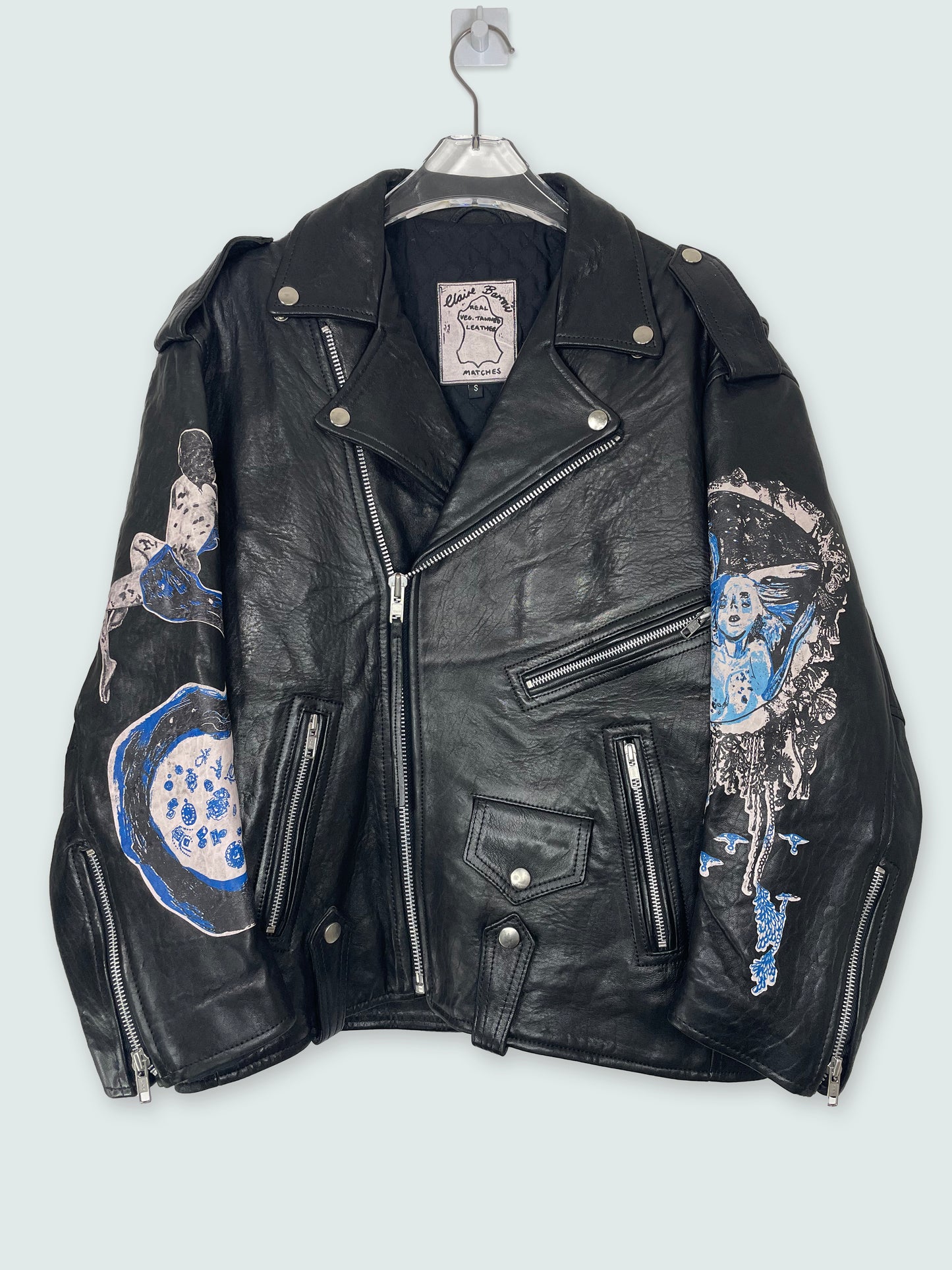 Painted Motorcycle Leather Oversize Jacket | Sz Small