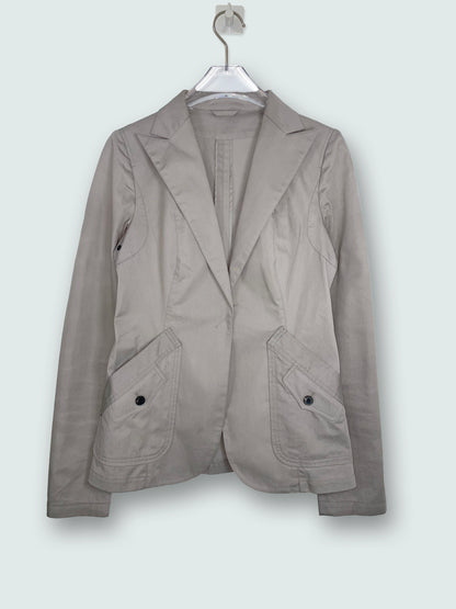 Taupe Grey Cotton Blazer Fitted Jacket | Sz IT38