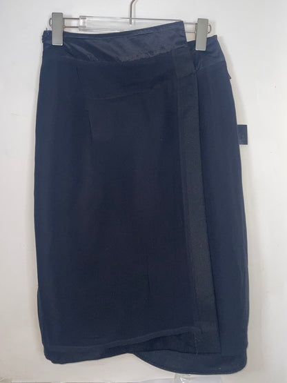 Black Wool Midi Skirt & Studded Embellishments | Sz 40~Small
