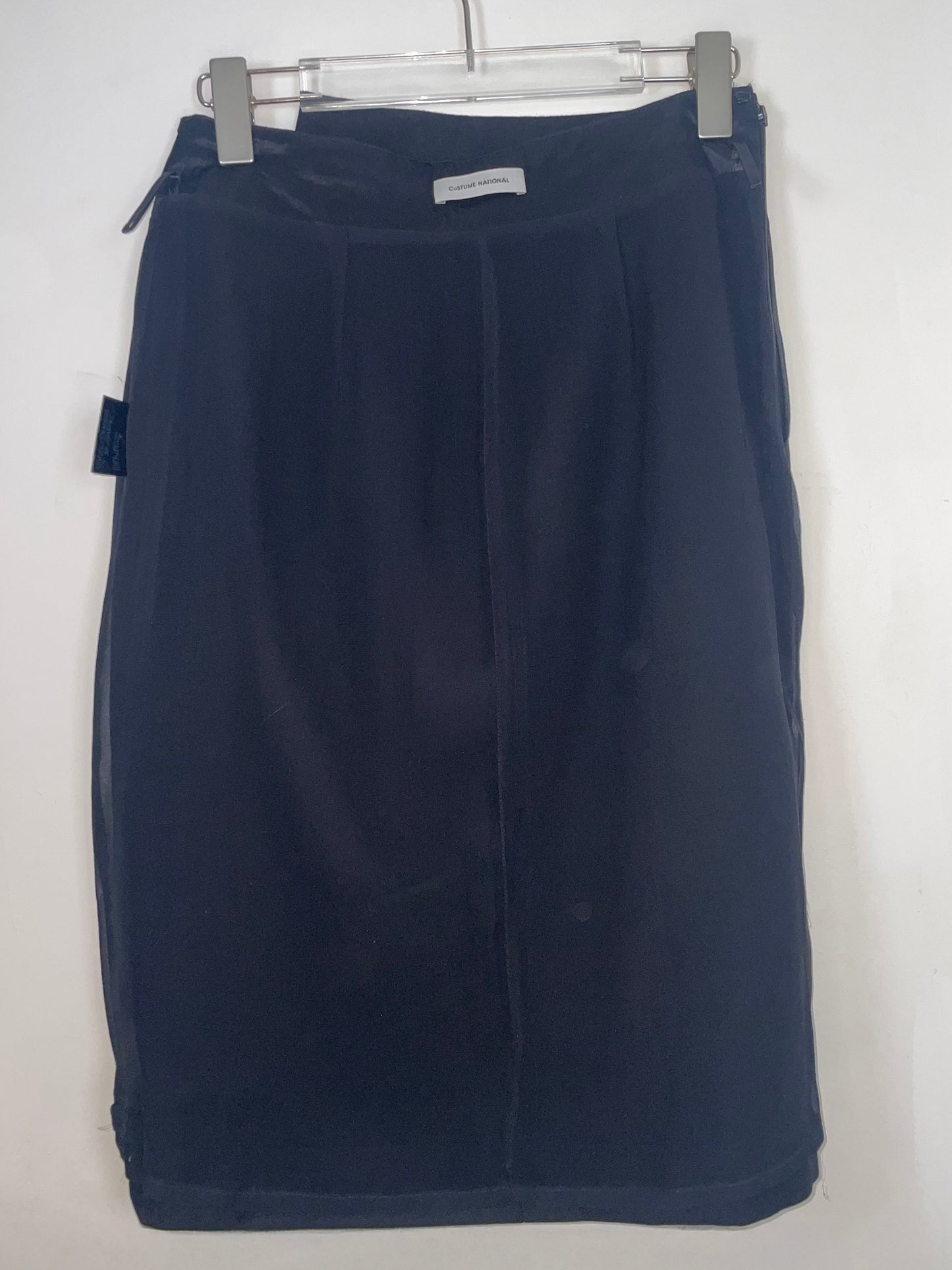 Black Wool Midi Skirt & Studded Embellishments | Sz 40~Small