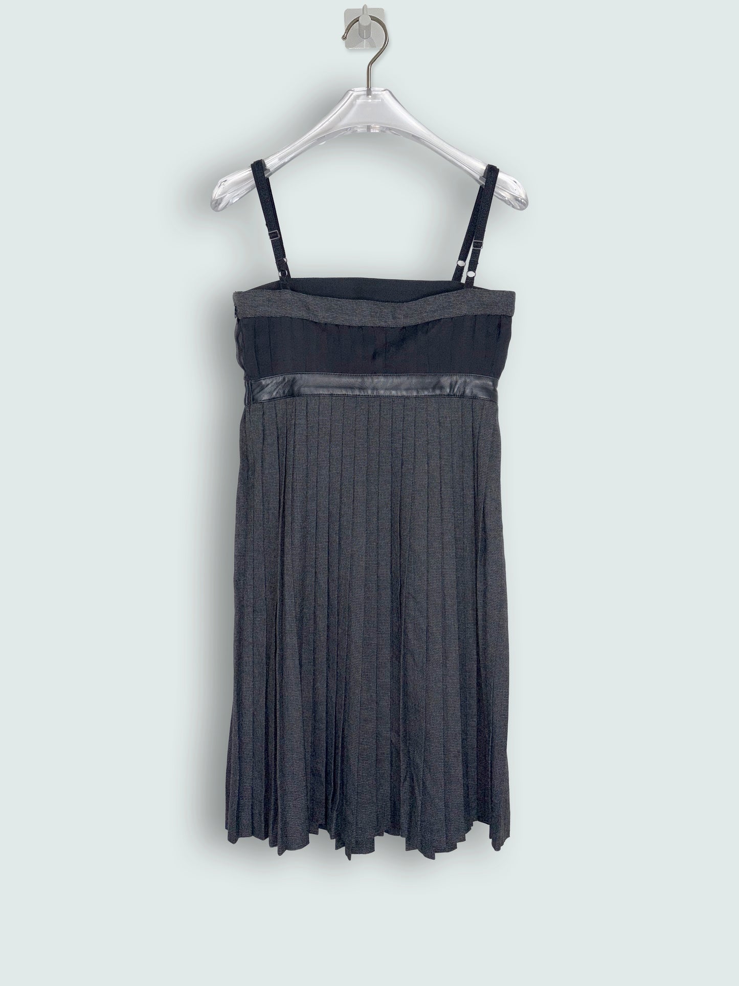 Babydoll Empire Waist Pleat Gray Mini Dress | Sz 36 ~ XS