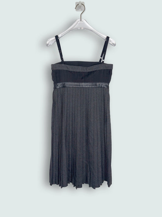 Babydoll Empire Waist Pleat Gray Mini Dress | Sz 36 ~ XS