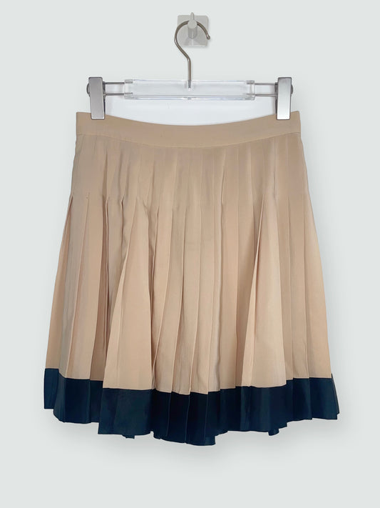 Pleat Silk Beige Skirt | Sz IT 38 ~ XSmall