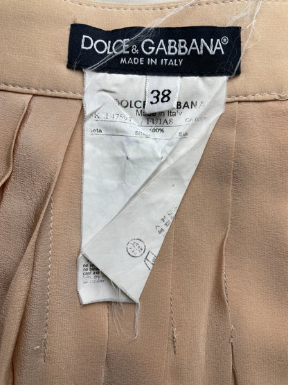 Pleat Silk Beige Skirt | Sz IT 38 ~ XSmall