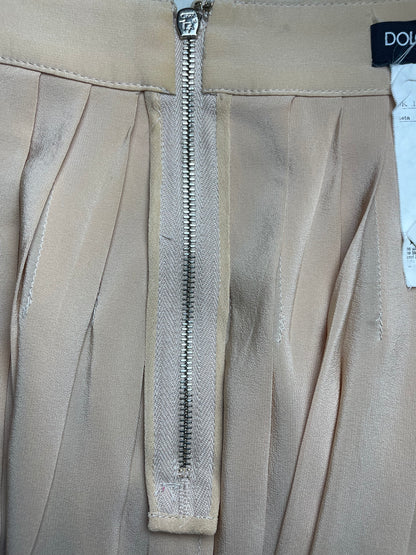 Pleat Silk Beige Skirt | Sz IT 38 ~ XSmall