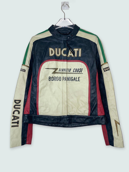 Racer Graphic Vintage Leather Jacket | Sz 46 ~ Small-Medium