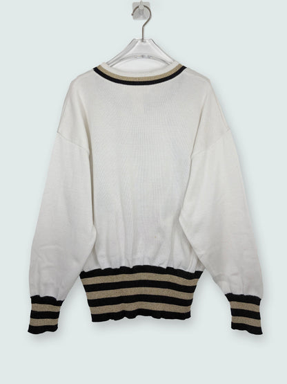 80s Vintage Sailor Nautical Anchor Embroidered Knit Sweater | Sz42~ S-L