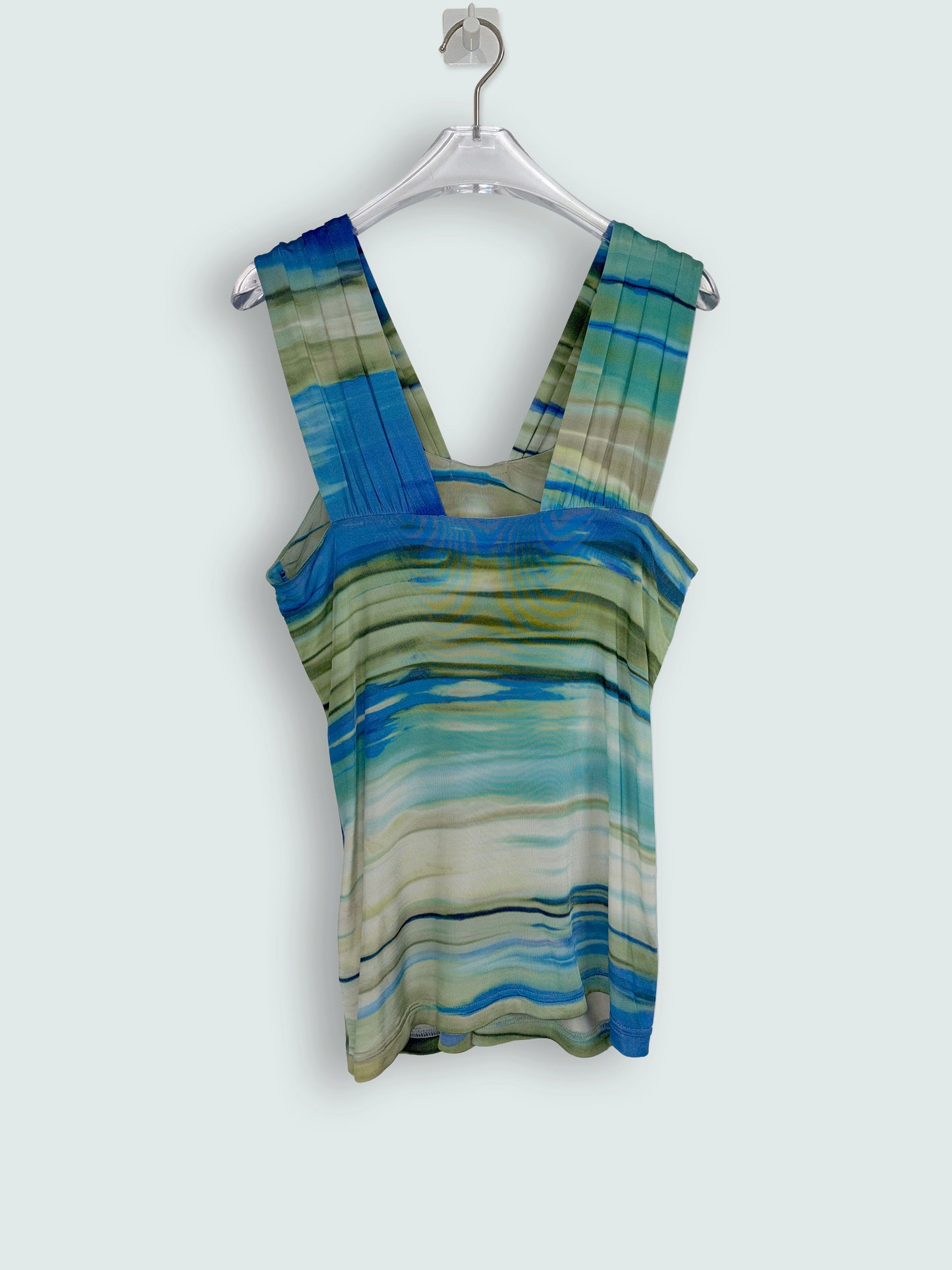 Blue Green Stripe Drape Top | Sz 38
