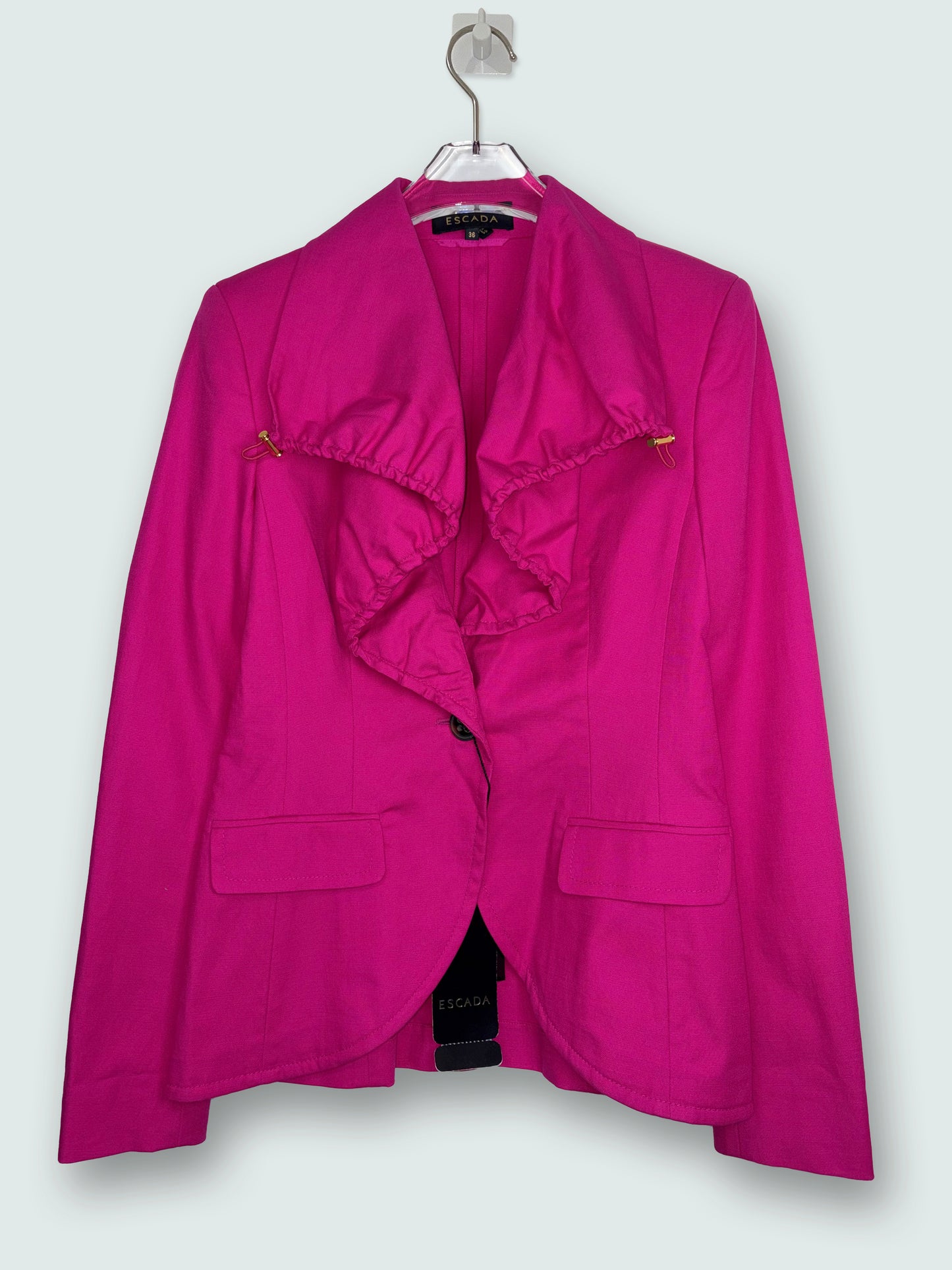 Unique Hot Pink Drawstring Cotton Blazer Jacket | Sz DE 36 ~ Small