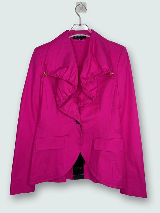 Unique Hot Pink Drawstring Cotton Blazer Jacket | Sz DE 36 ~ Small